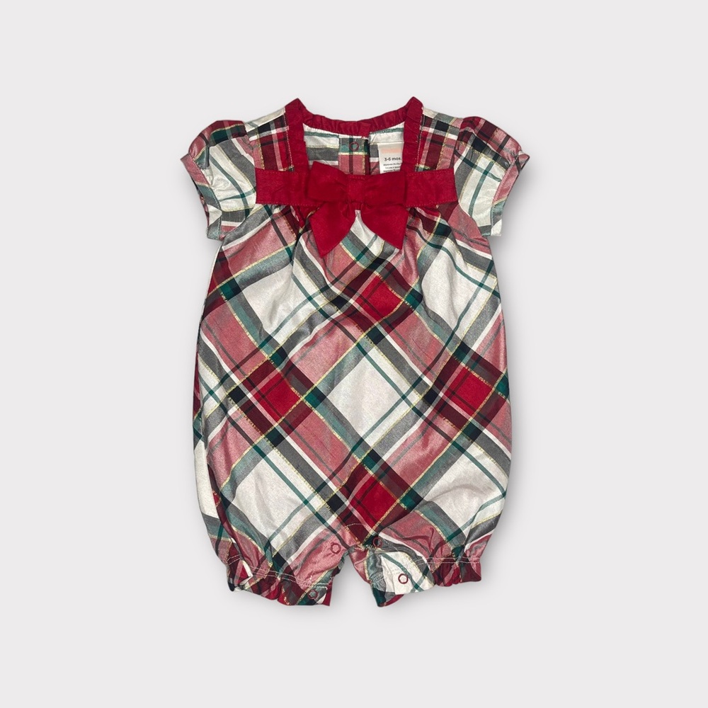 Gymboree 2013 Holiday Plaid Ribbon Red Romper